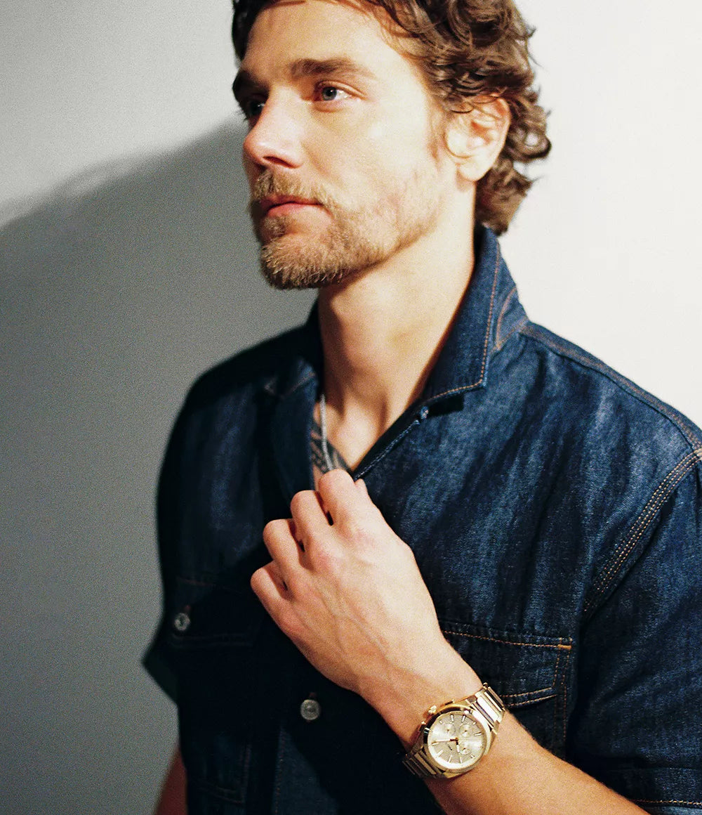 Reloj Fossil Everett Smoke de hombre banda de metal 44 mm