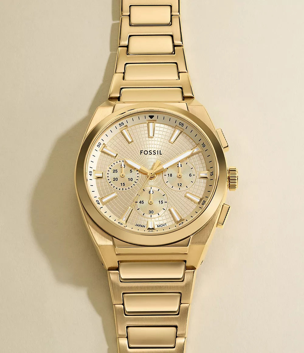 Reloj Fossil Everett Smoke de hombre banda de metal 44 mm