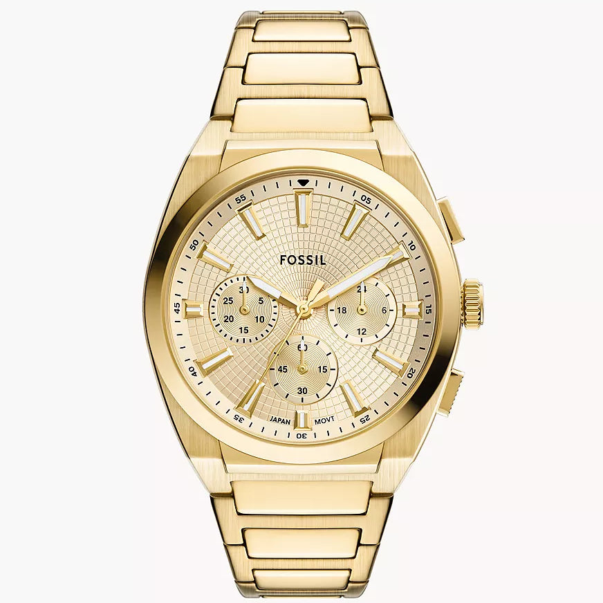 Reloj Fossil Everett Smoke de hombre banda de metal 44 mm