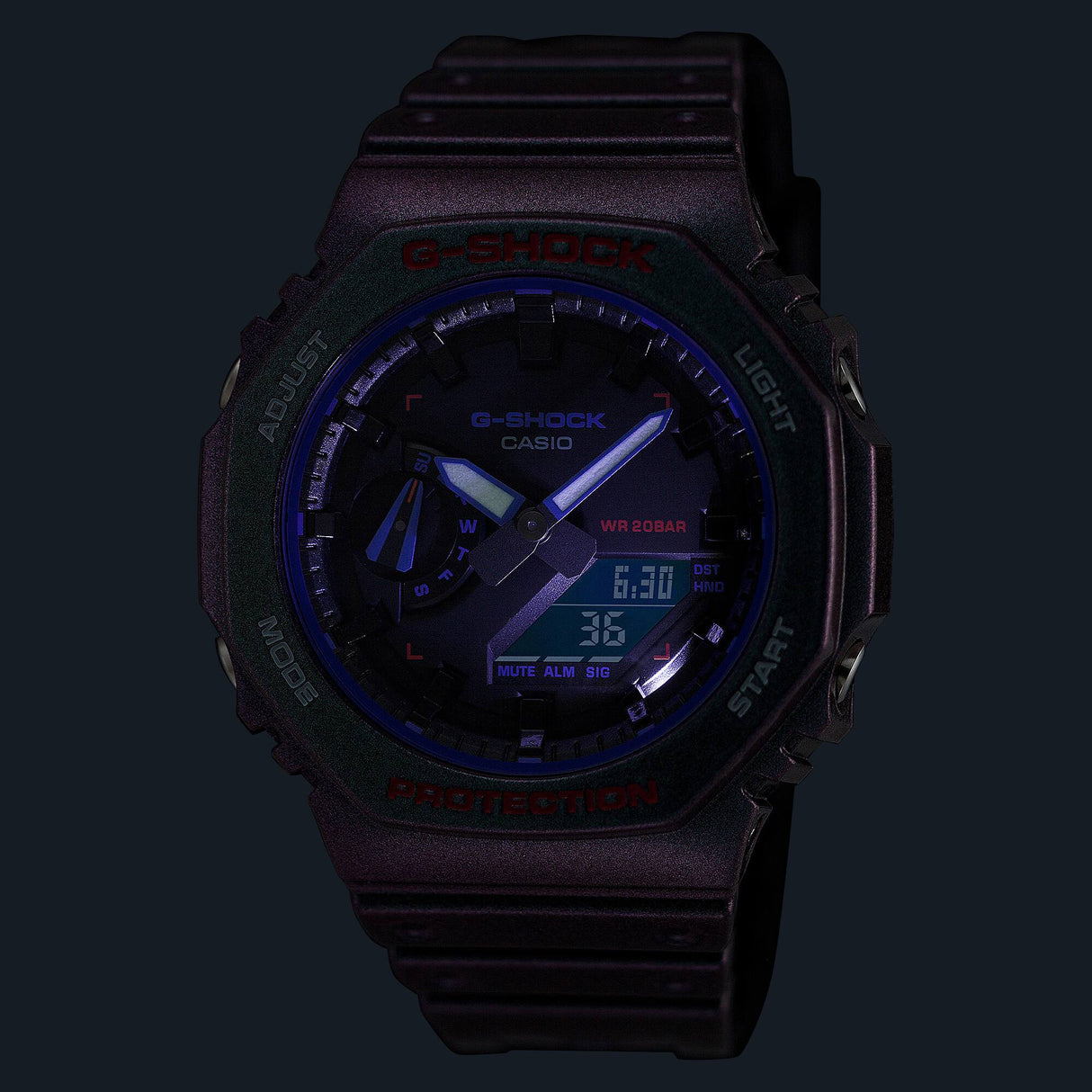 GA-2100 Reloj G-Shock Pulsera de Caucho para Hombre Doble hora