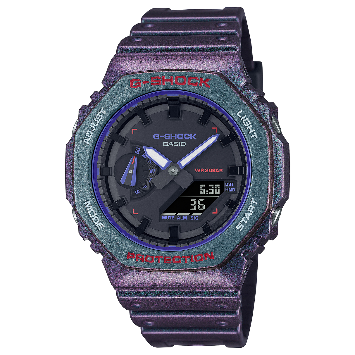 GA-2100 Reloj G-Shock Pulsera de Caucho para Hombre Doble hora