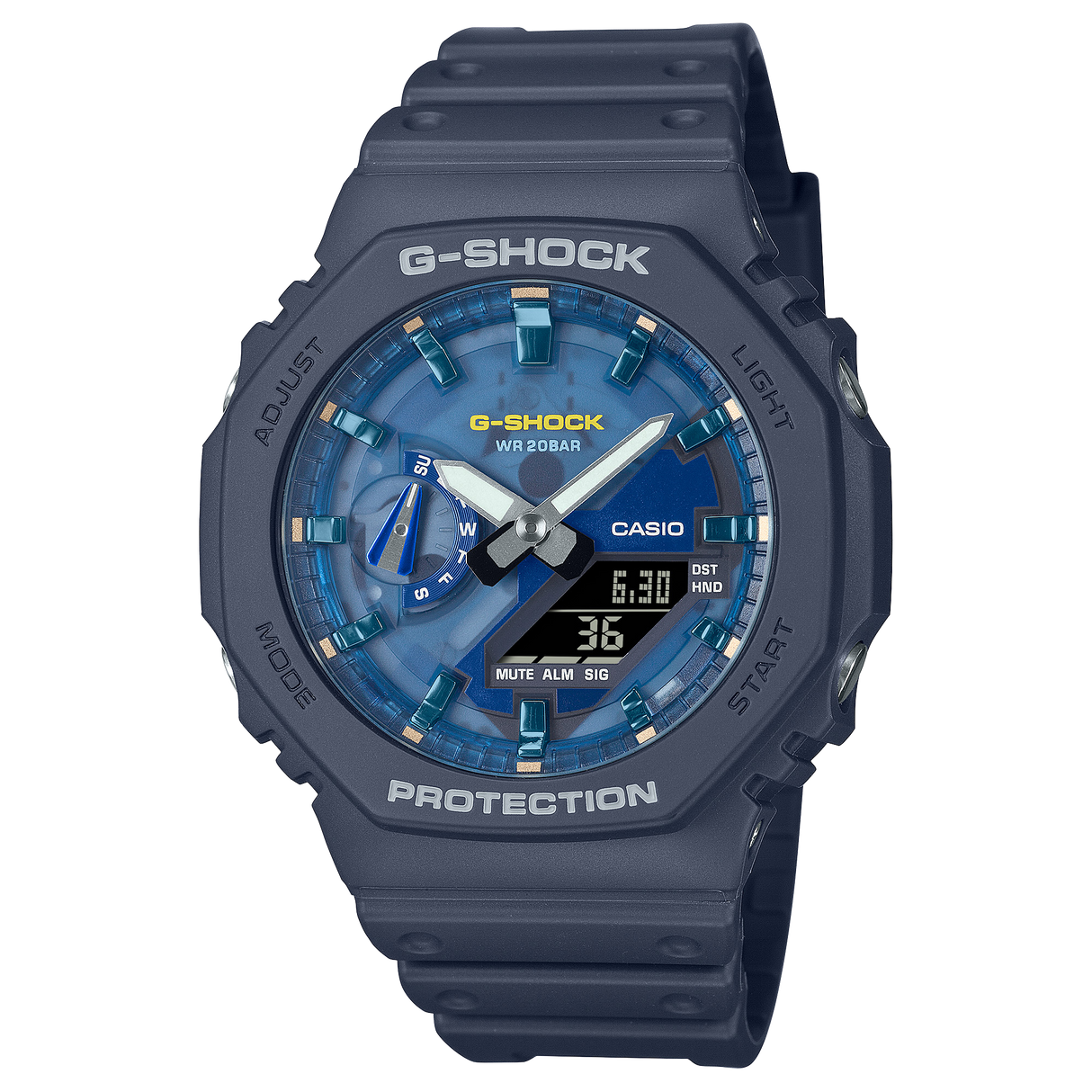 GA-2100 Reloj G-Shock Pulsera de Caucho para Hombre Doble hora