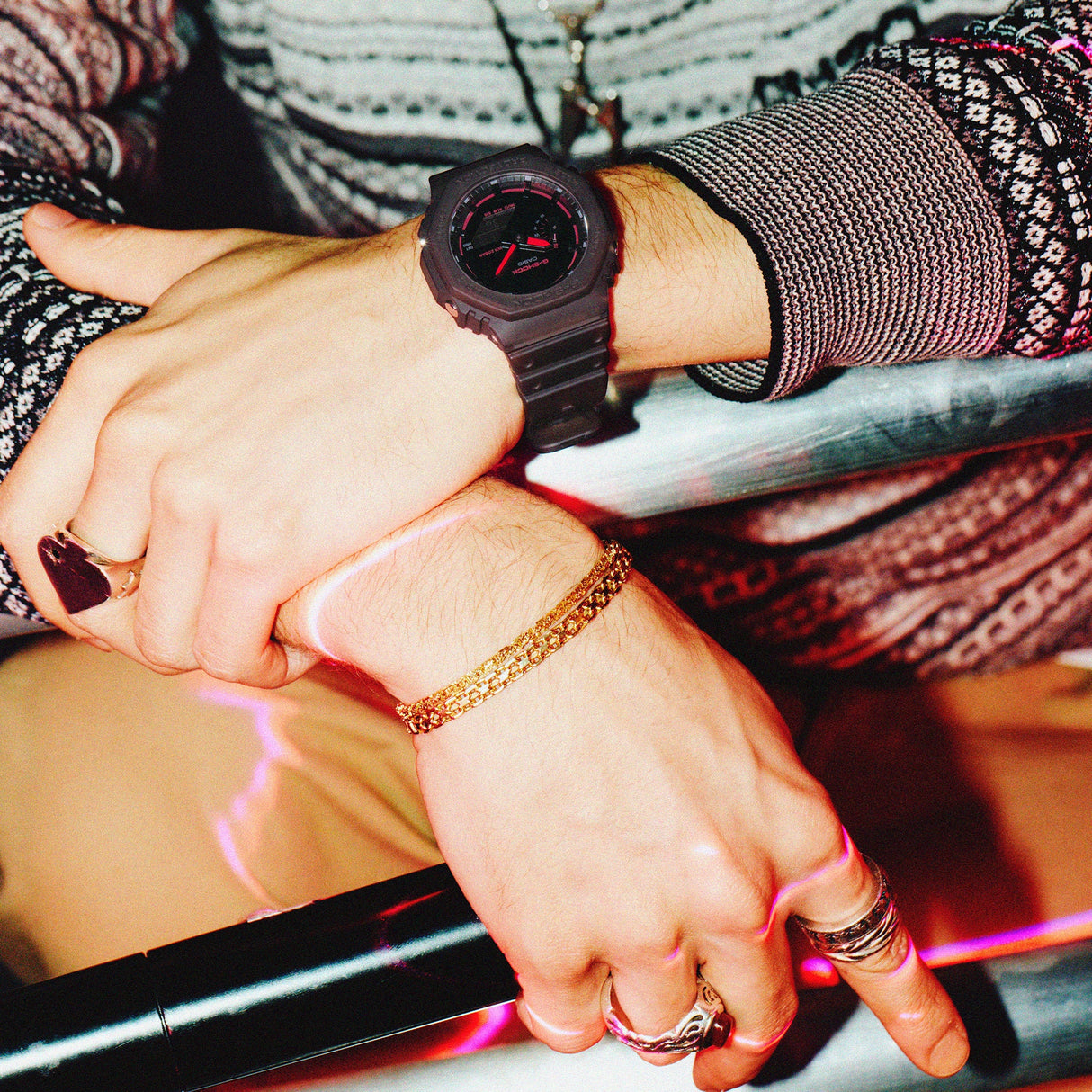 GA-2100 Reloj G-Shock Pulsera de Caucho para Hombre Doble hora