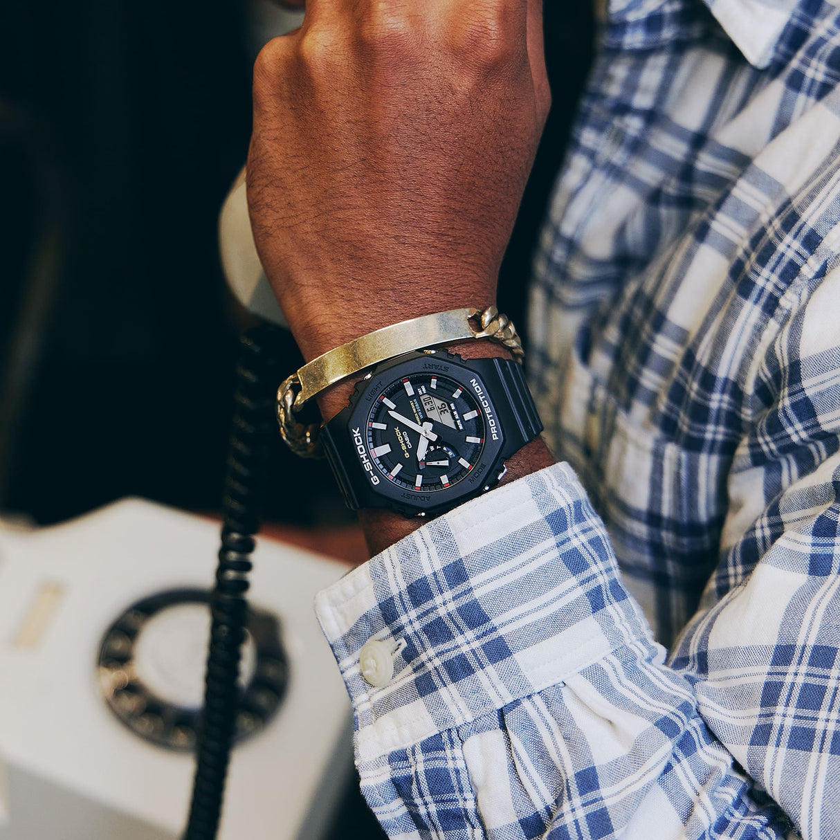 GA-2100 Reloj G-Shock Pulsera de Caucho para Hombre Doble hora