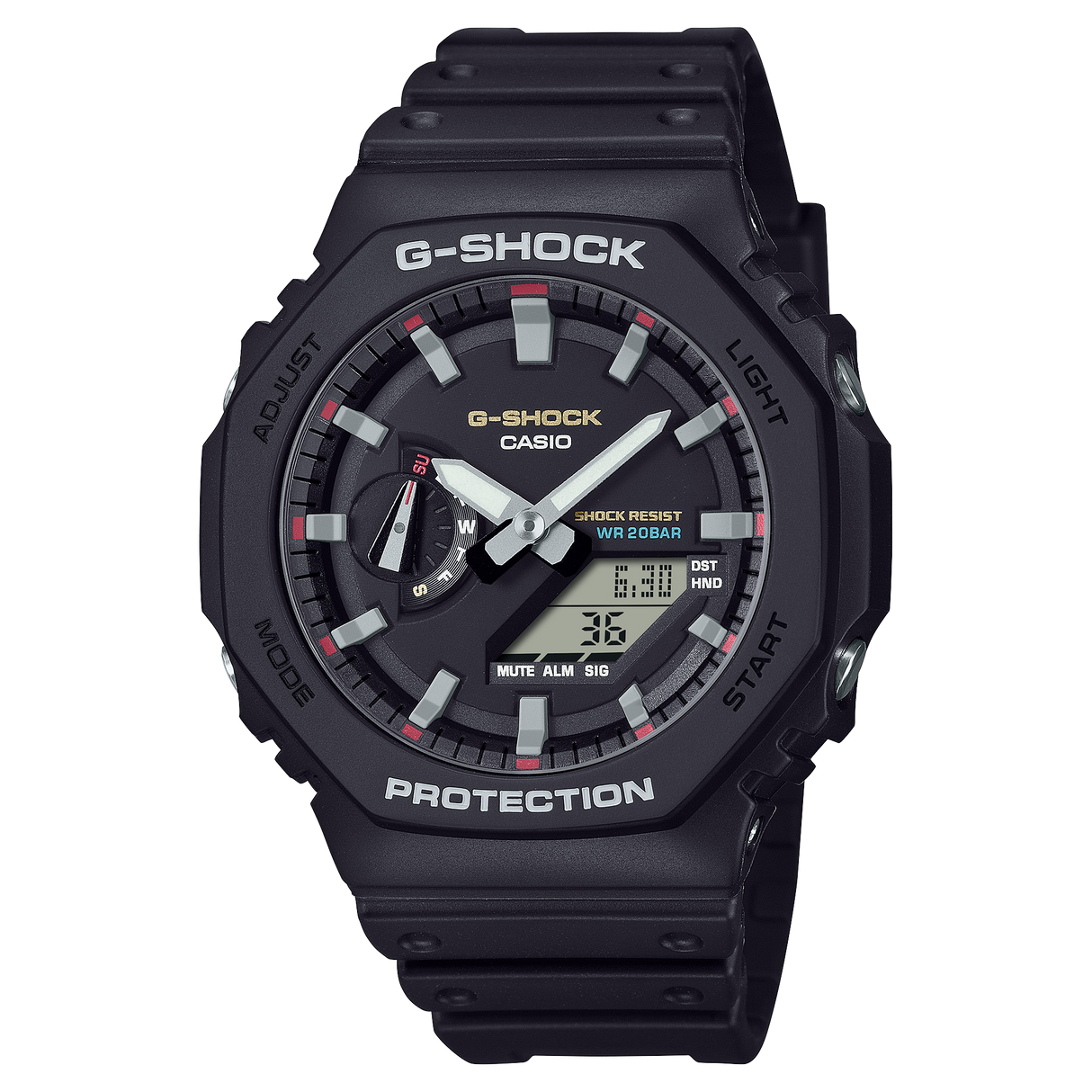 GA-2100 Reloj G-Shock Pulsera de Caucho para Hombre Doble hora
