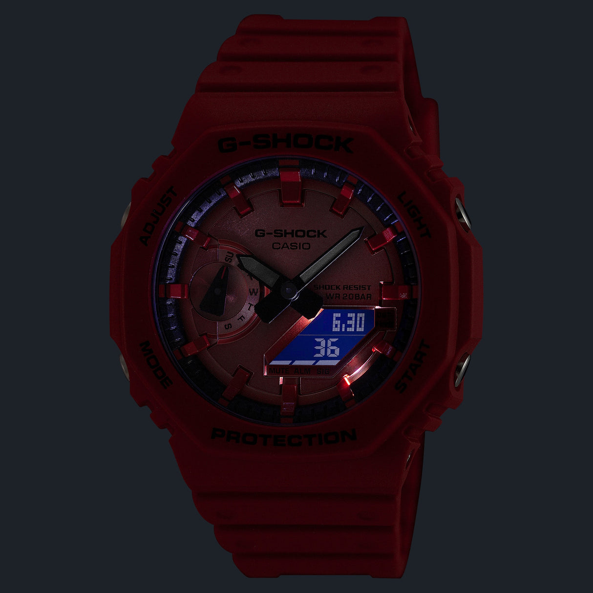 GA-2100 Reloj G-Shock Pulsera de Caucho para Hombre Doble hora
