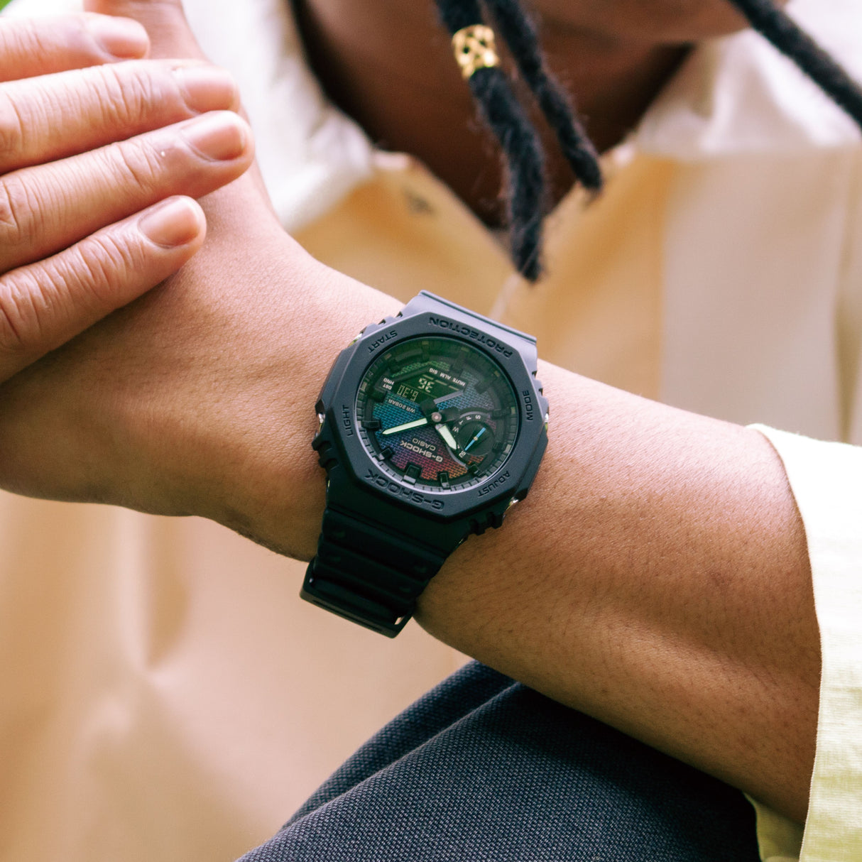 GA-2100 Reloj G-Shock Pulsera de Caucho para Hombre Doble hora