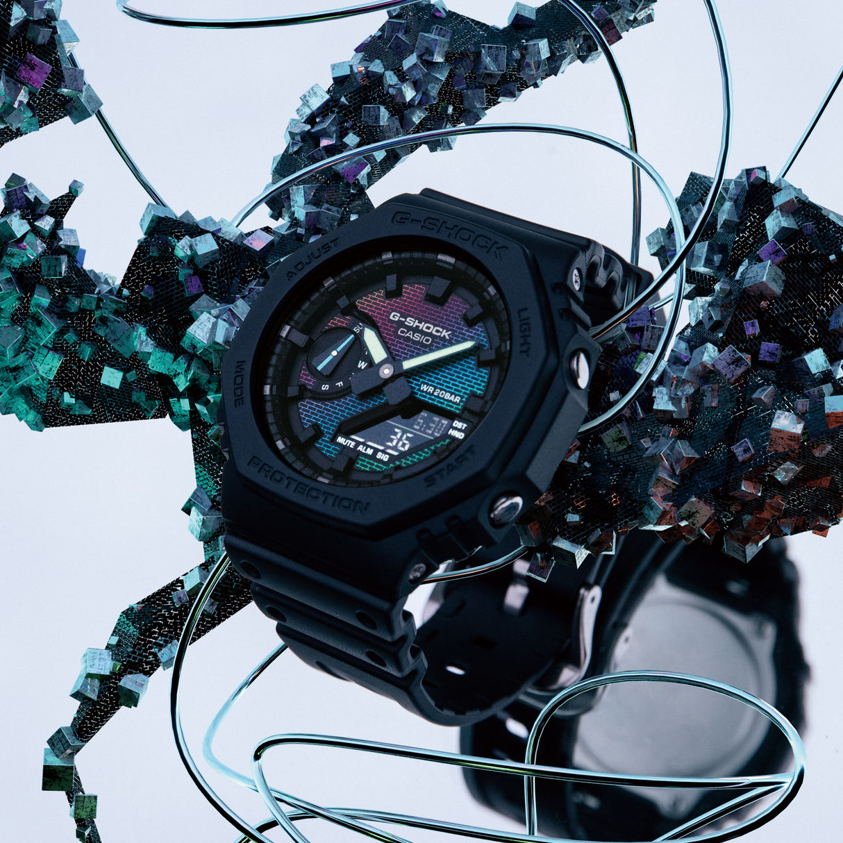GA-2100 Reloj G-Shock Pulsera de Caucho para Hombre Doble hora