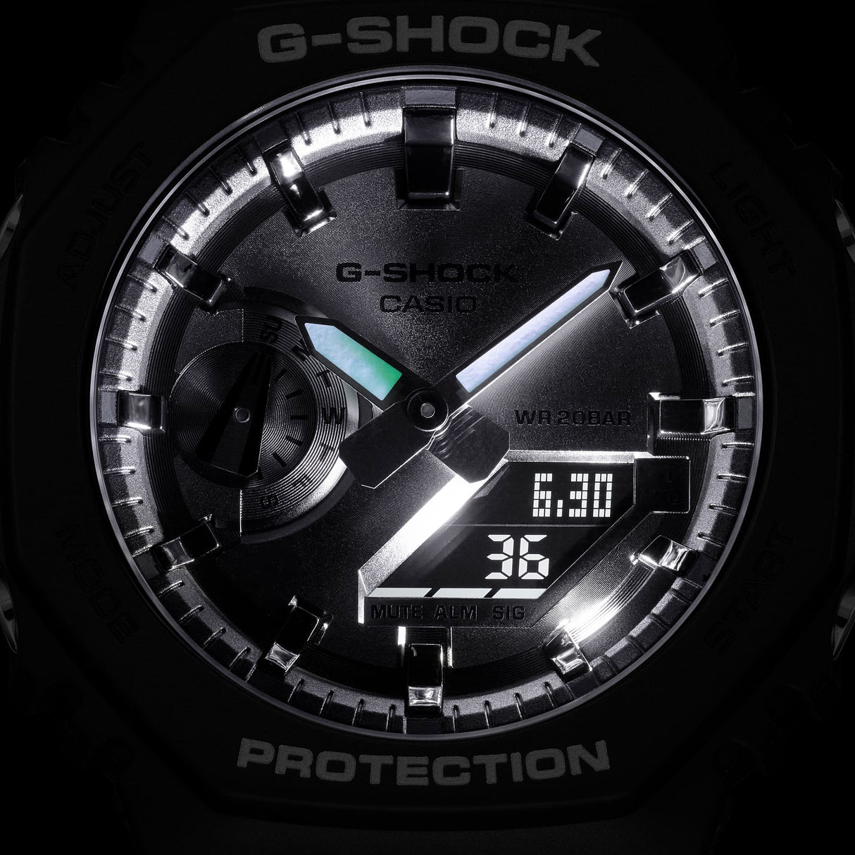 GA-2100 Reloj G-Shock Pulsera de Caucho para Hombre Doble hora