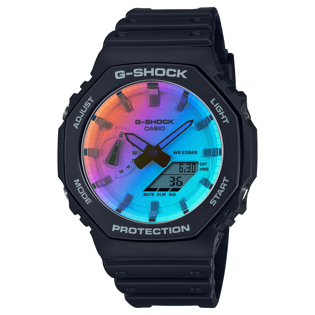 GA-2100 Reloj G-Shock Pulsera de Caucho para Hombre Doble hora