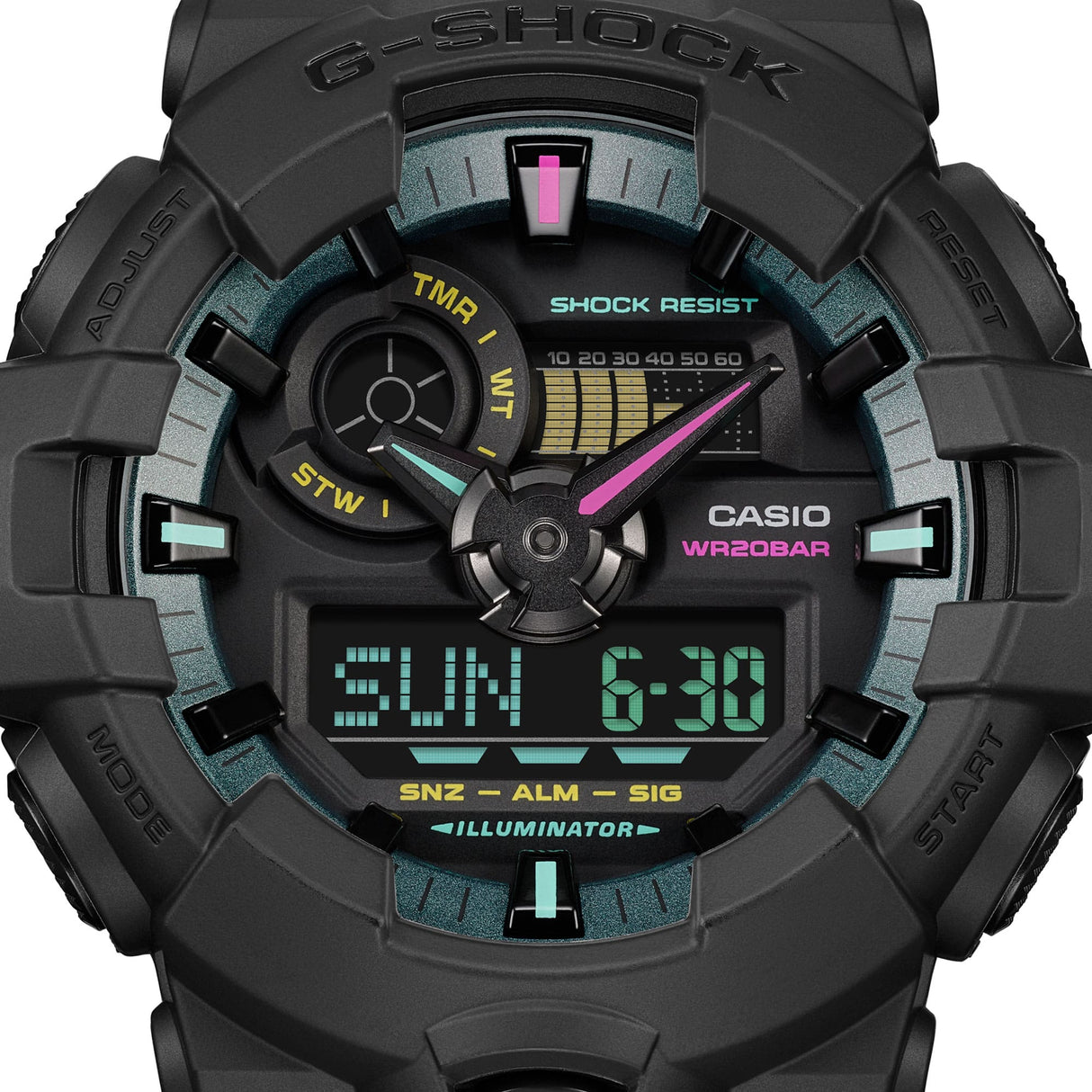 GA-700 Reloj G-Shock Pulsera de Caucho para Hombre Doble hora