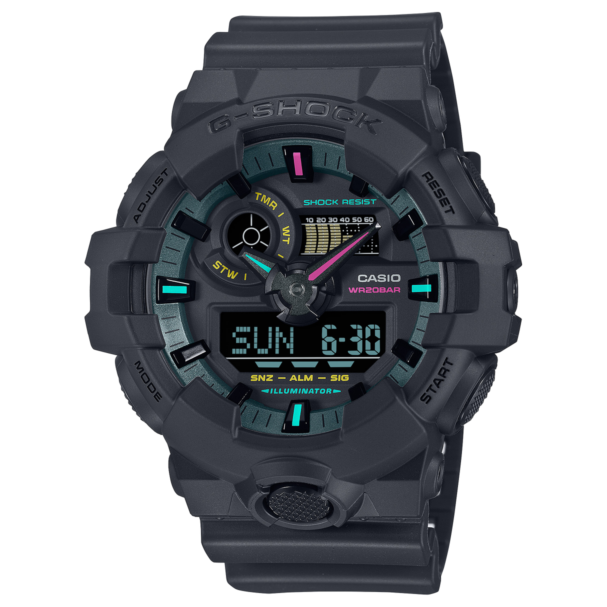 GA-700 Reloj G-Shock Pulsera de Caucho para Hombre Doble hora