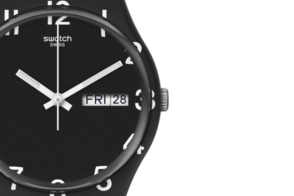 GB757 Reloj Swatch Over Black de hombre pulsera de resina 34 mm