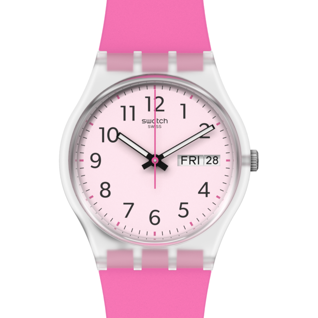 GE724 Reloj Swatch Rinse Repeat Pink de mujer correa de silicona