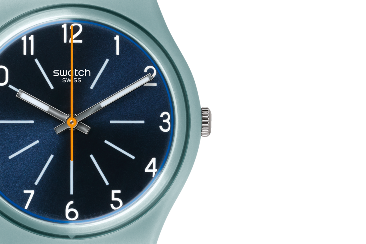 GM184 Reloj Swatch Blue Stitches de dama correa de piel