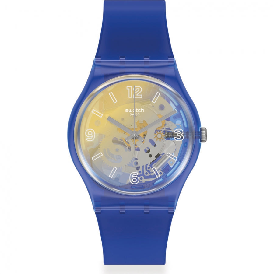 GN278 Reloj Swatch Yellow Disco Fever de dama correa de caucho
