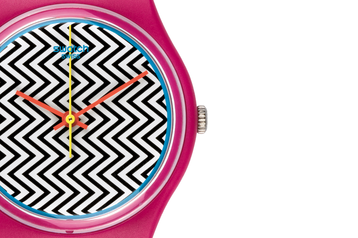 GP142 Reloj Swatch Pink Fuzz de dama pulsera de caucho
