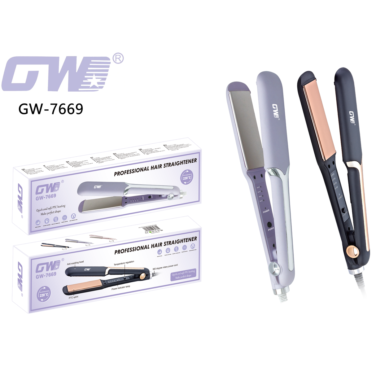 GW-7718 Alisadora de pelo GWD cerámica