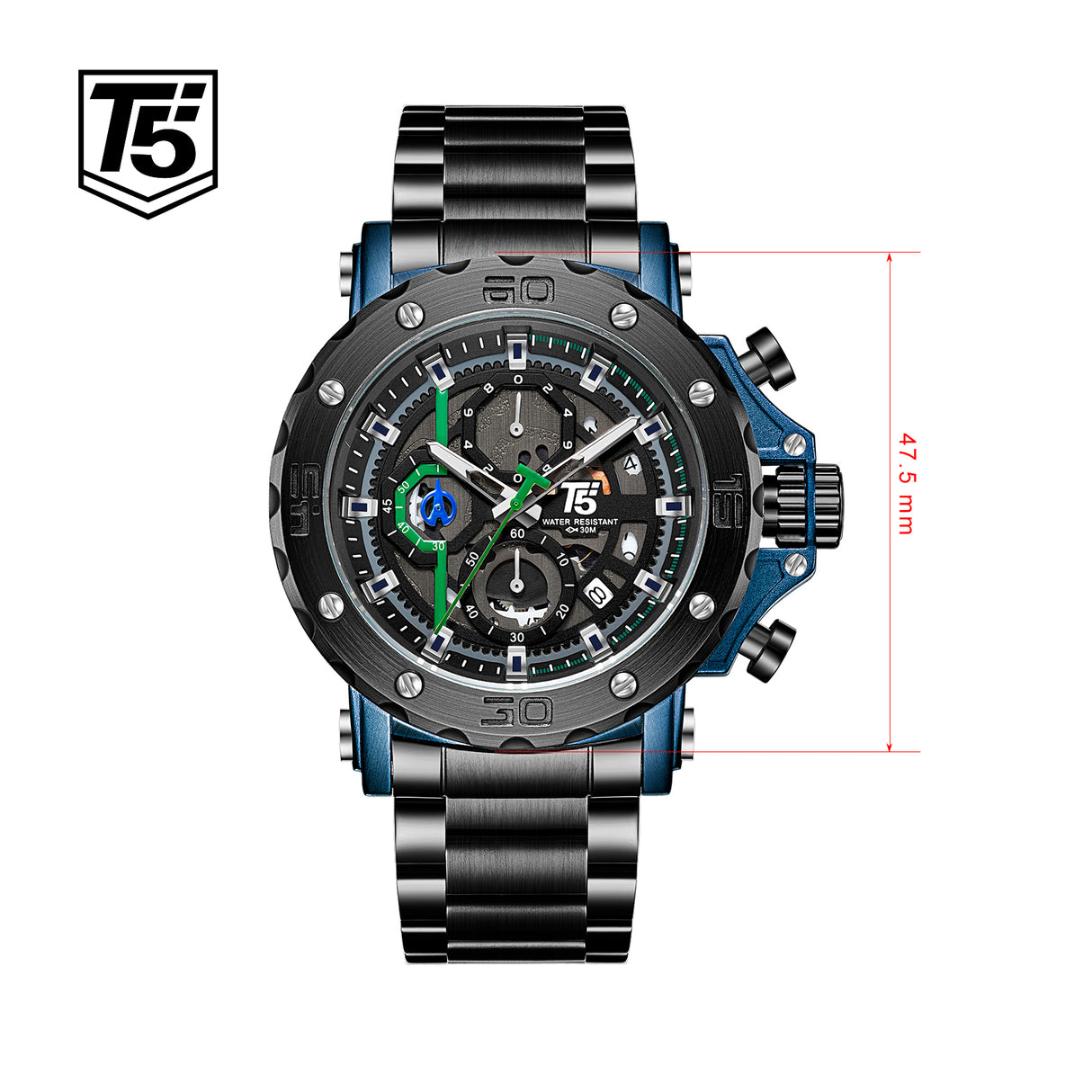 H3723G Reloj T5 para Hombre Análogo Pulsera de Metal