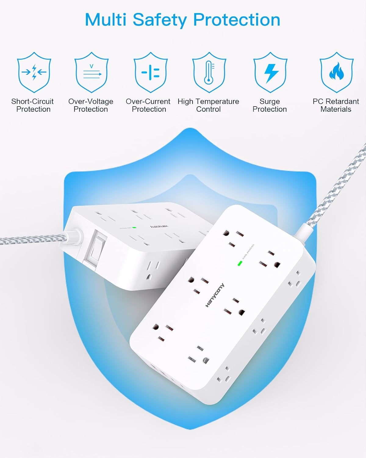 HN12WUC2 Regleta Hanycony Regla de alimentación protectora contra sobretensiones