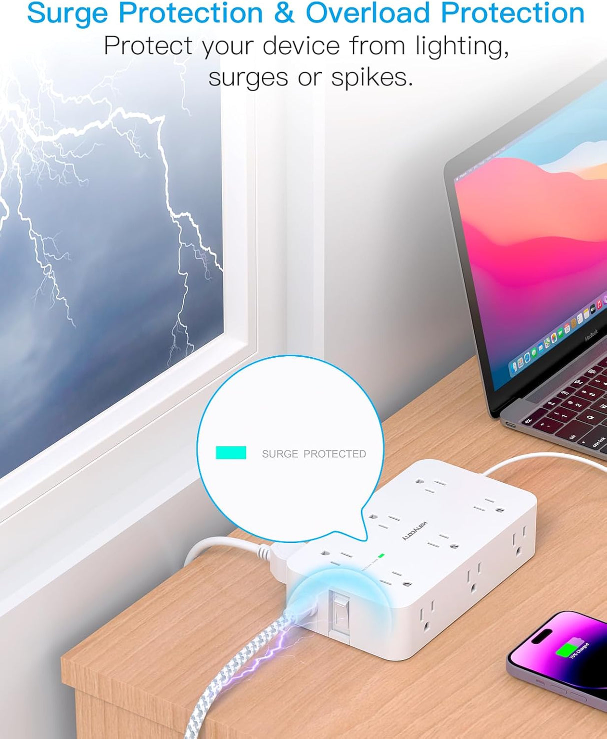 HN12WUC2 Regleta Hanycony Regla de alimentación protectora contra sobretensiones