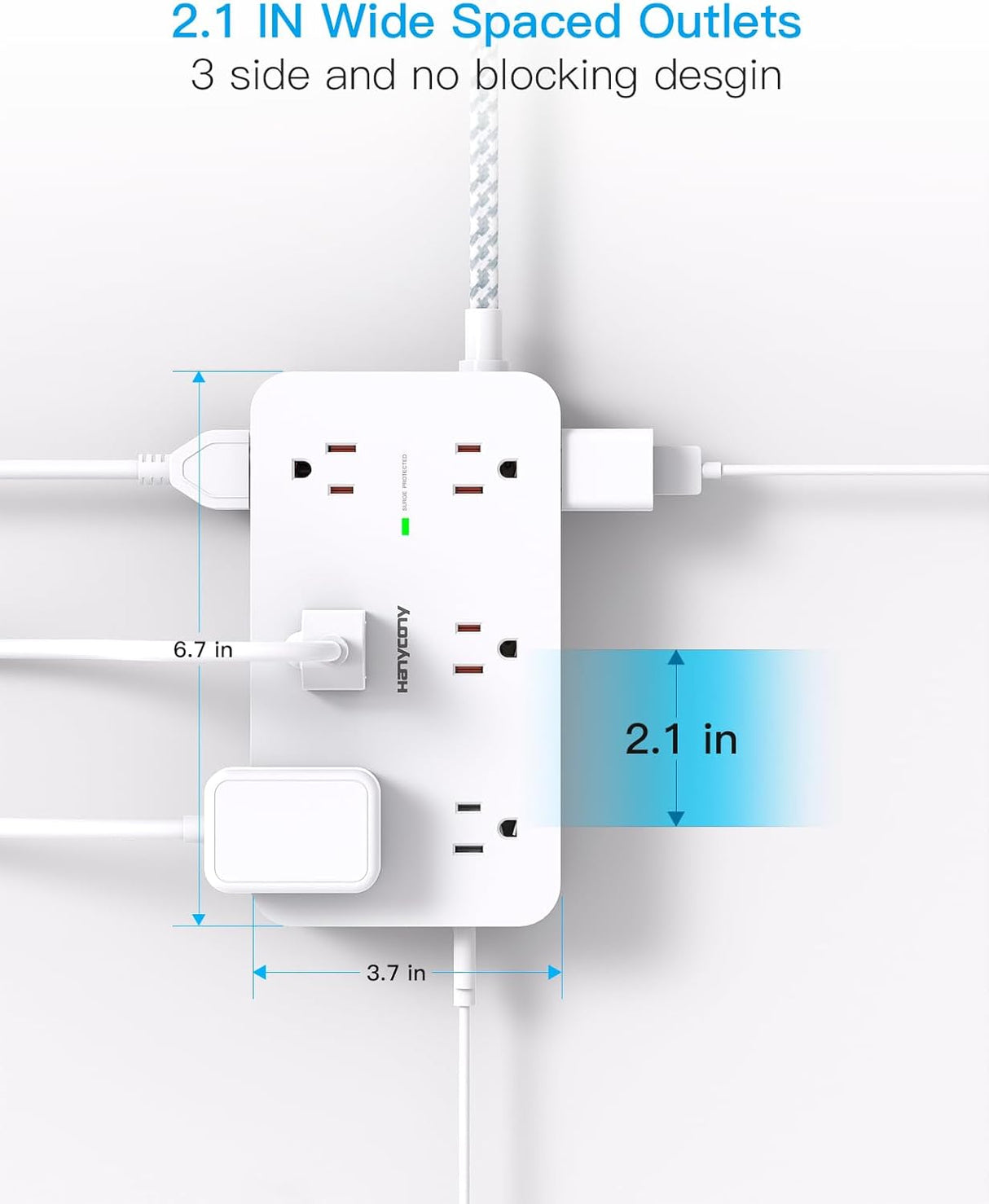 HN12WUC2 Regleta Hanycony Regla de alimentación protectora contra sobretensiones