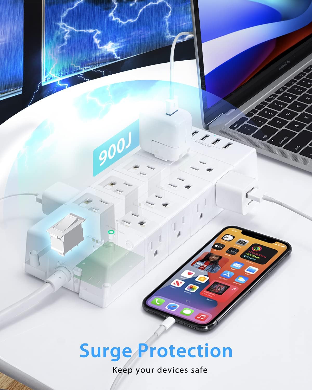 HN4U16 Regleta de 16 tomas protector de corriente