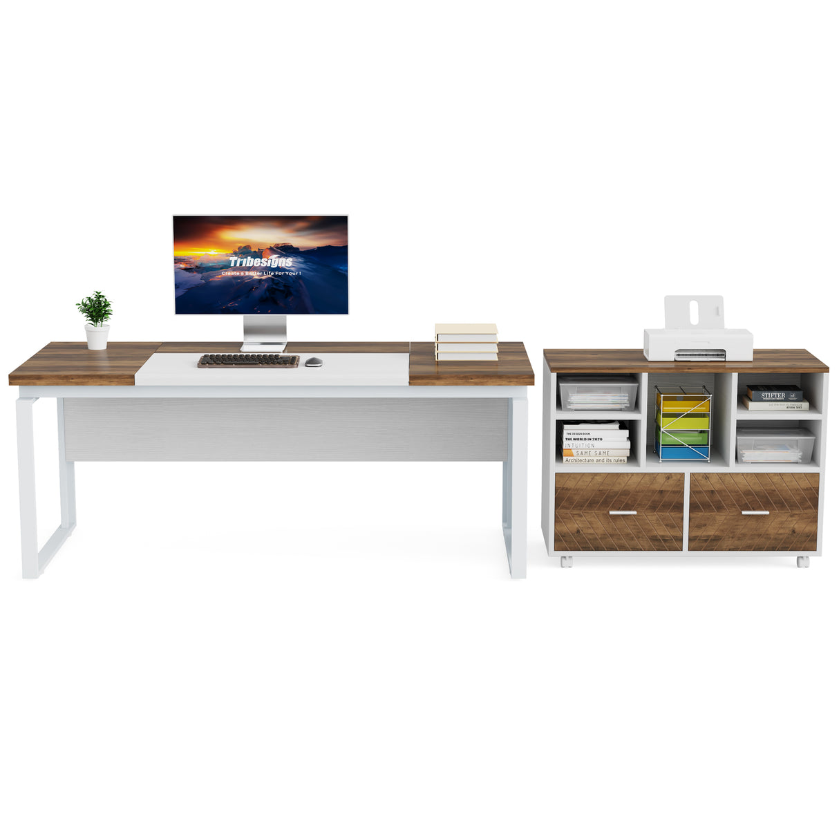 Escritorio mueble de oficina con gabinete HOGA-F1810