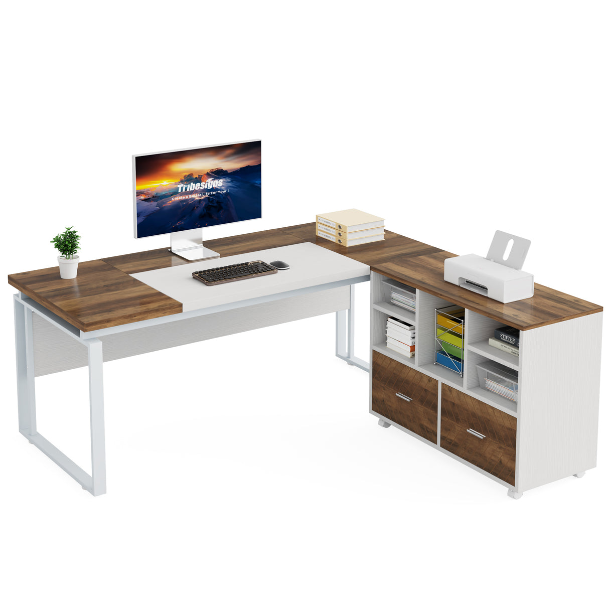 Escritorio mueble de oficina con gabinete HOGA-F1810