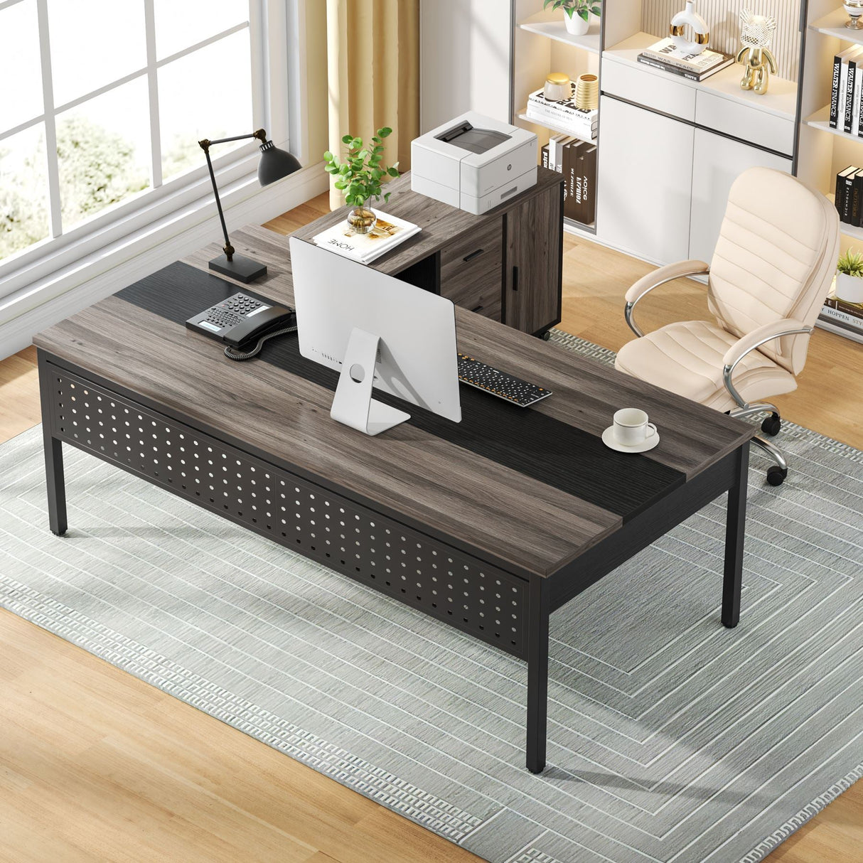 Escritorio industrial en L Tribesigns HOGA-F1812