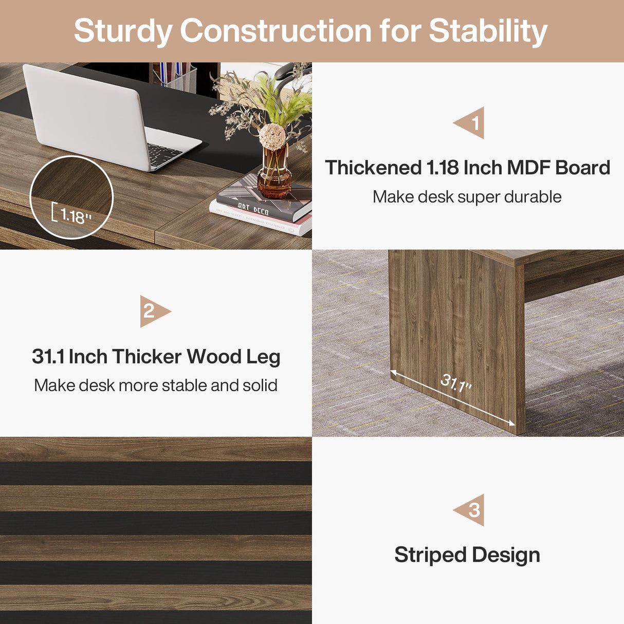 Escritorio para oficina en forma de L de 168 cm: Escritorio para computadora con gabinete de archivos móvil Tribesigns HOGA-NY177