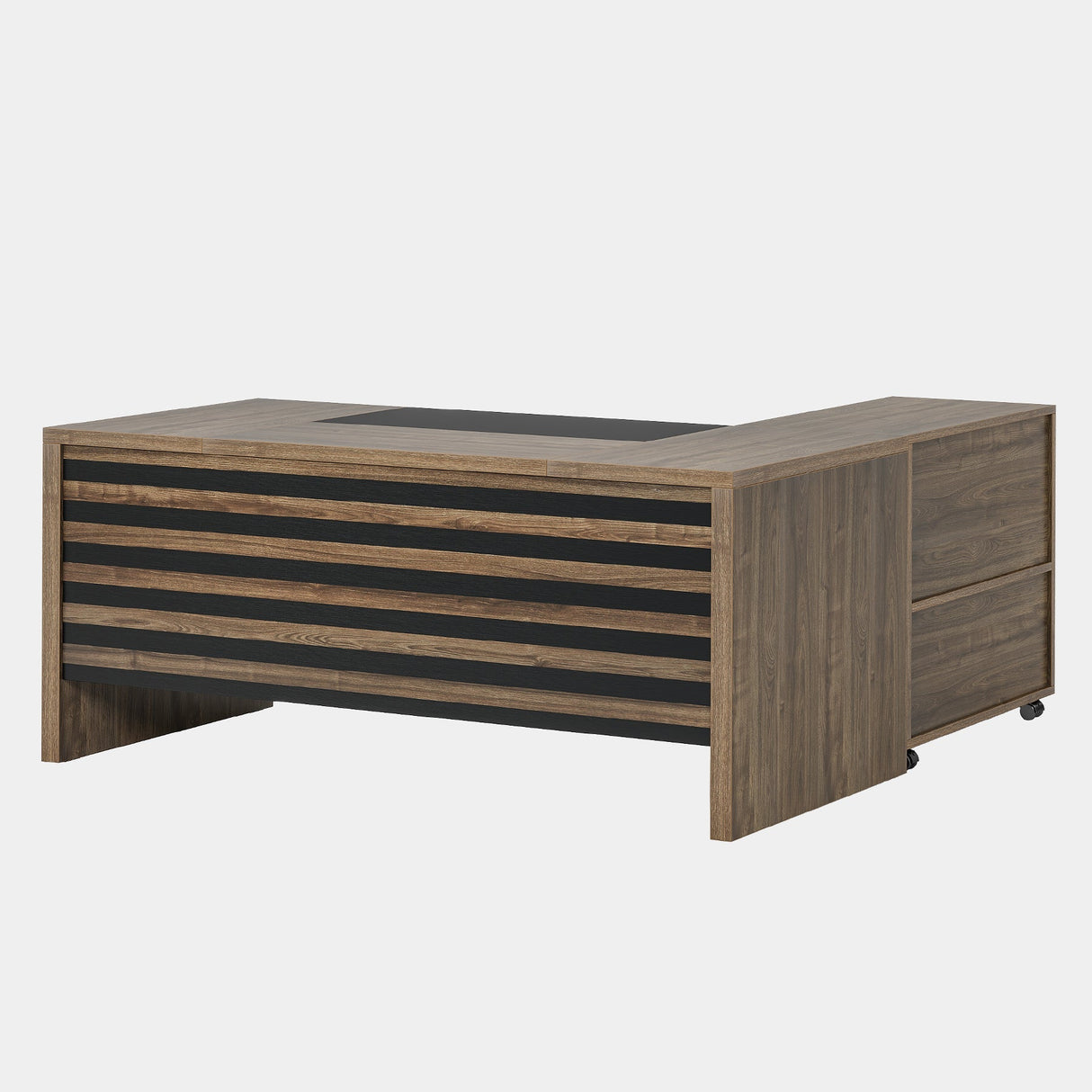 Escritorio para oficina en forma de L de 168 cm: Escritorio para computadora con gabinete de archivos móvil Tribesigns HOGA-NY177