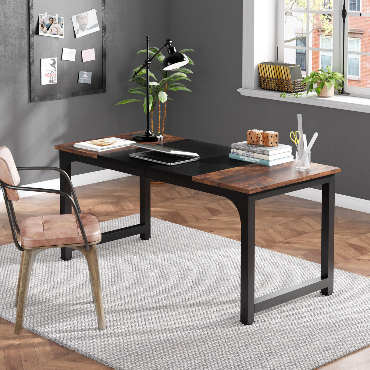 Escritorio mueble marca Tribesigns para oficina y homeoffice 63 pulgadas de área de trabajo HOGA-U01