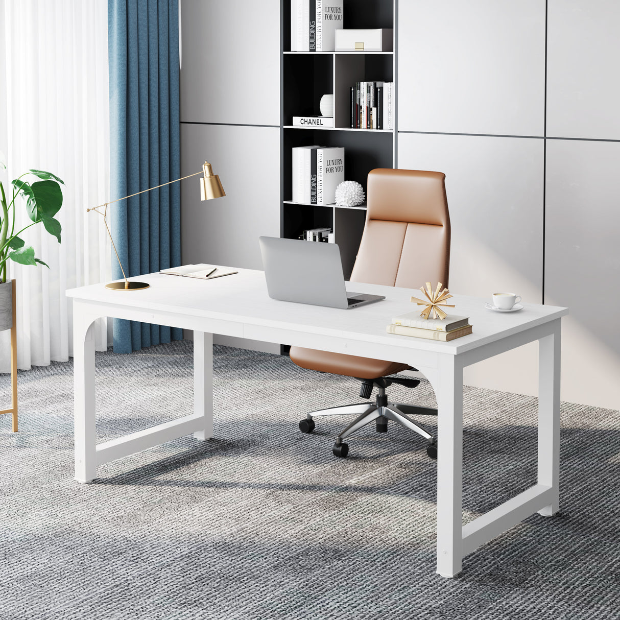 Escritorio mueble marca Tribesigns para oficina y homeoffice 63 pulgadas de área de trabajo HOGA-U01