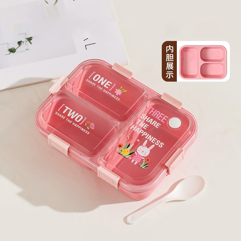 HXD6760 Lonchera para alimentos rosada 3 divisiones