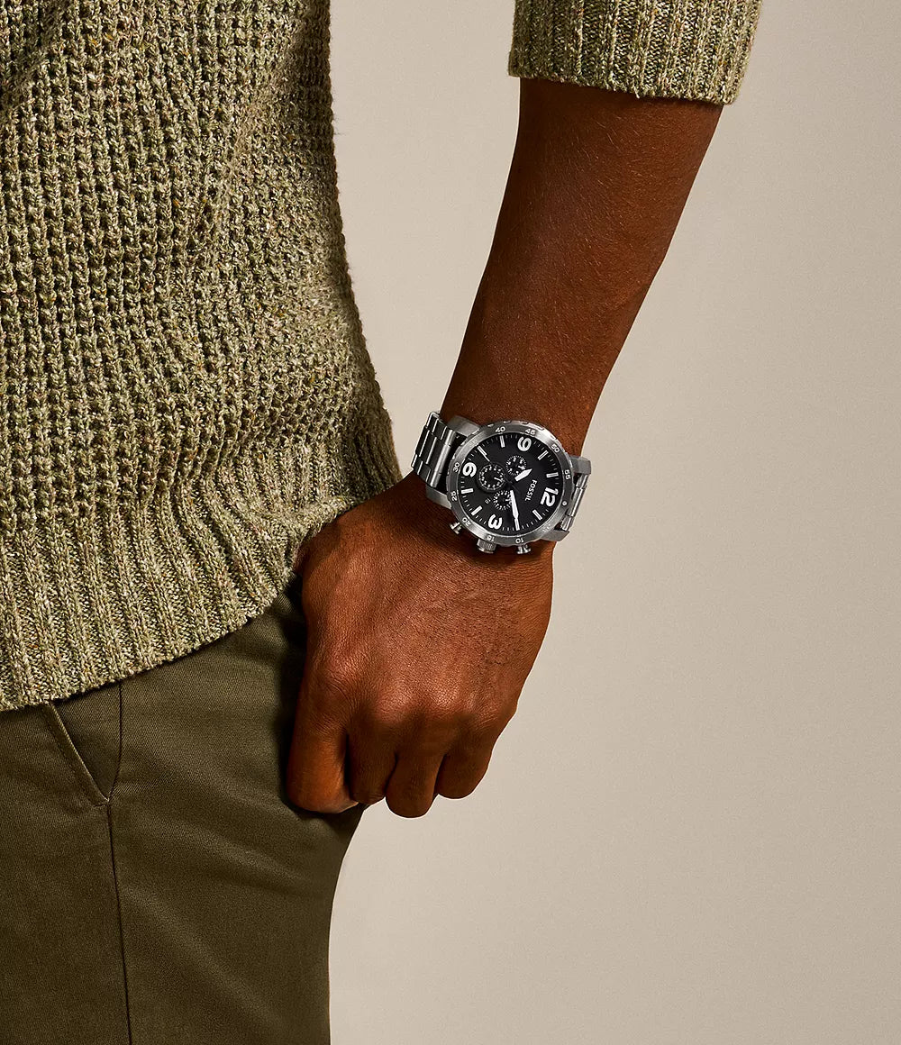 Reloj Fossil Nate de caballero pulsera de metal 50 mm