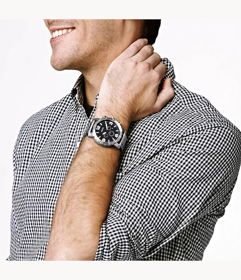 Reloj Fossil Nate de caballero pulsera de metal 50 mm