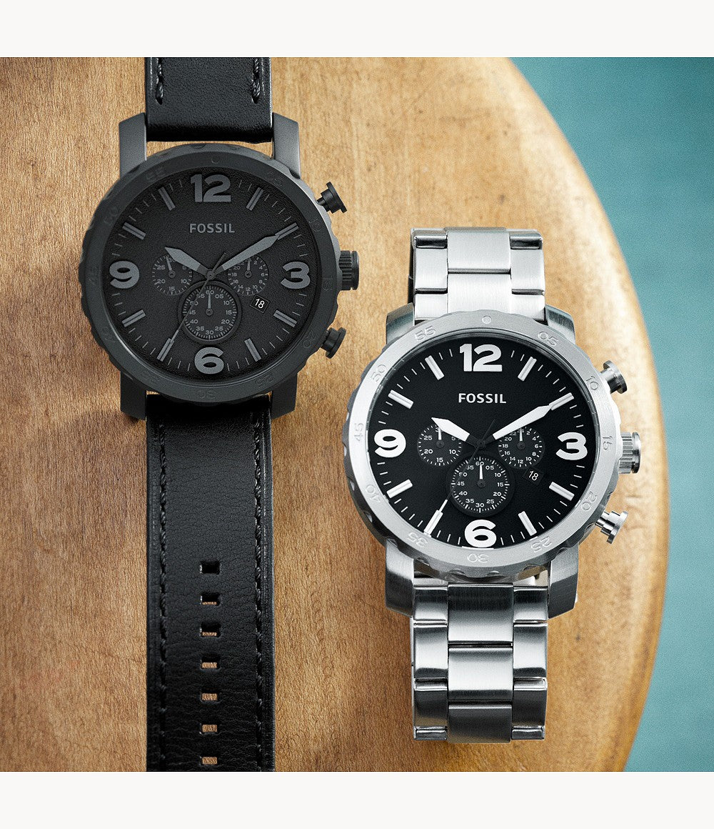 Reloj Fossil Nate de hombre correa de cuero 50 mm