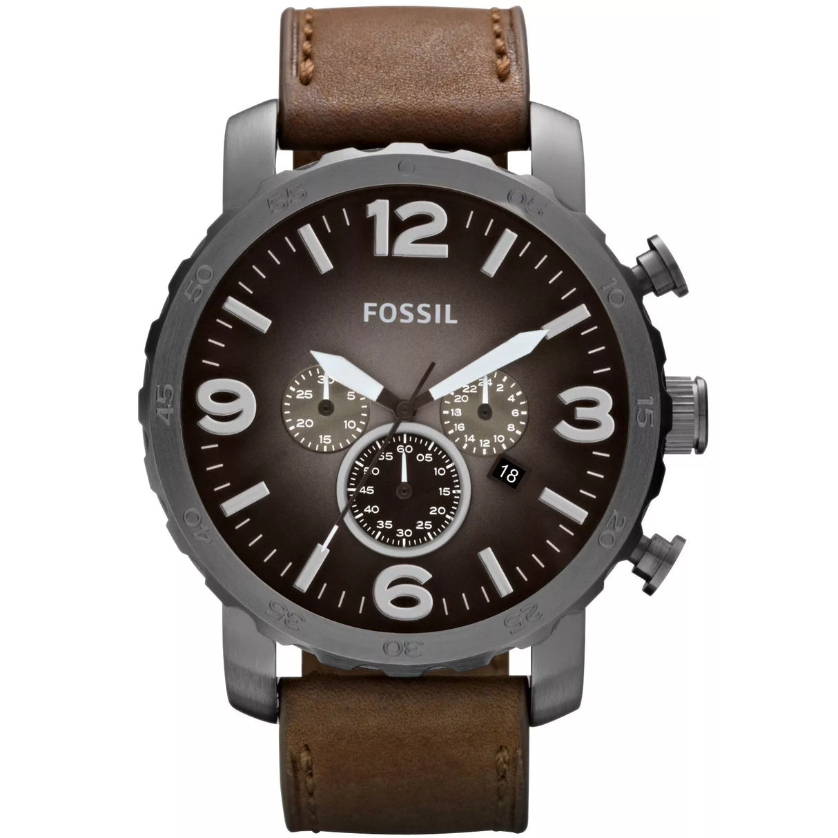 Reloj Fossil Nate de hombre correa de cuero 50 mm