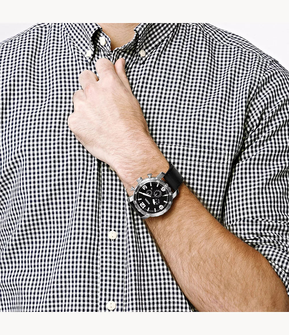 Reloj Fossil Nate de hombre correa de cuero 50 mm