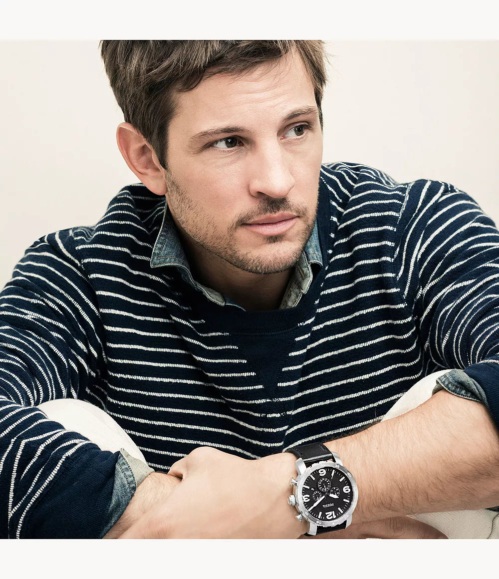 Reloj Fossil Nate de hombre correa de cuero 50 mm