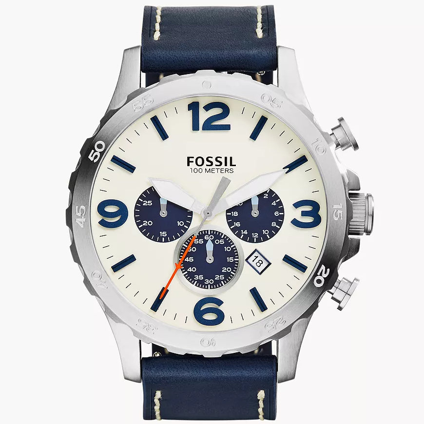 Reloj Fossil Nate de hombre correa de cuero 50 mm