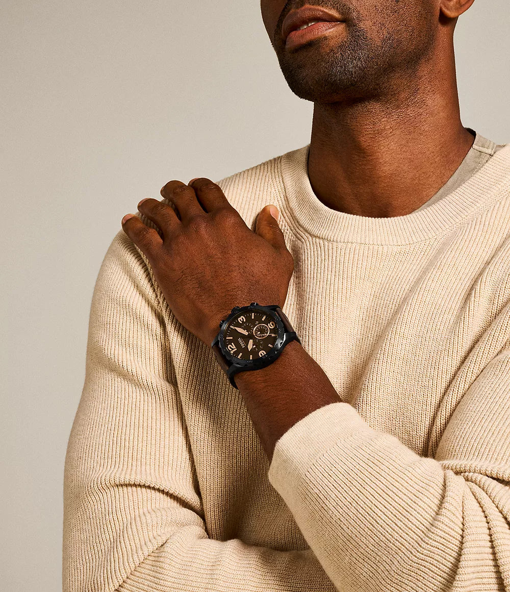 Reloj Fossil Nate de caballero pulsera de piel 50 mm