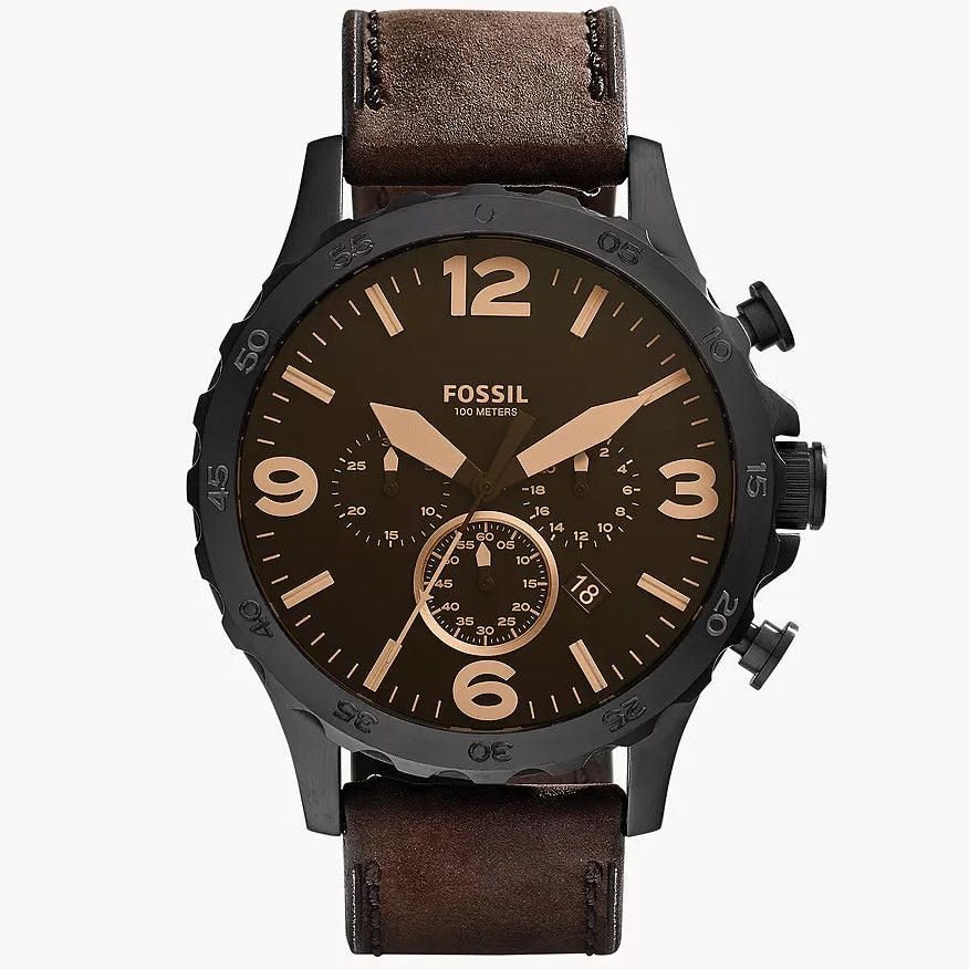 Reloj Fossil Nate de caballero pulsera de piel 50 mm