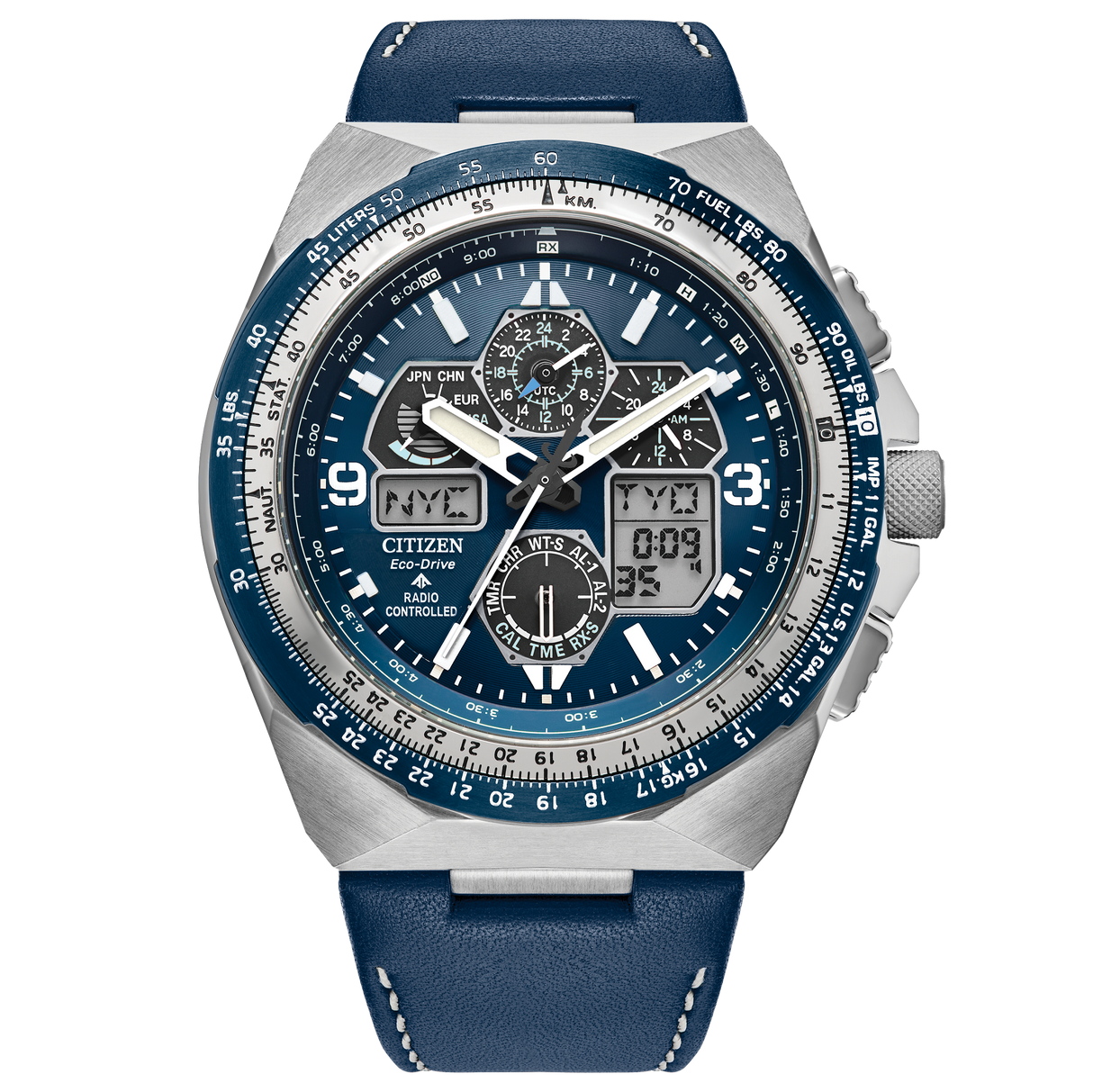 JY8148-08L Reloj Citizen Promaster Skyhawk A-T de hombre pulsera de cuero 46 mm