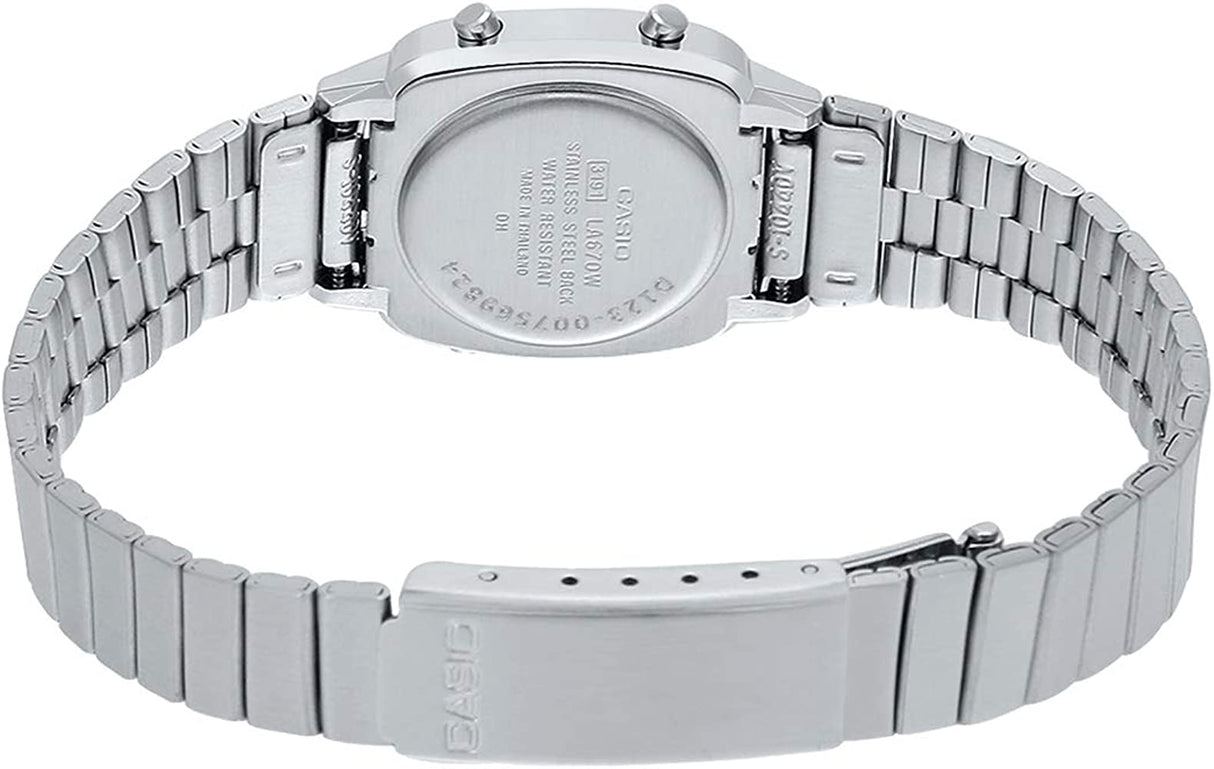 LA-670 Reloj Casio para Mujer Pulsera de Metal Digital Vintage Clásico