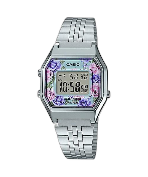 LA-680 Reloj Casio para Hombre, Mujer Pulsera de Metal Digital Vintage Clásico Illuminator