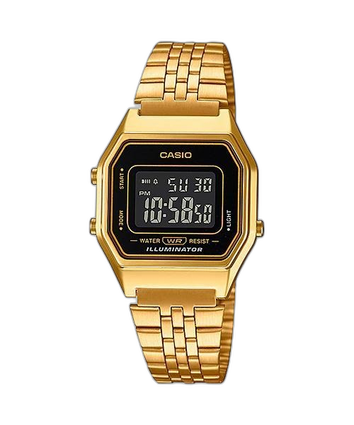 LA-680 Reloj Casio para Hombre, Mujer Pulsera de Metal Digital Vintage Clásico Illuminator