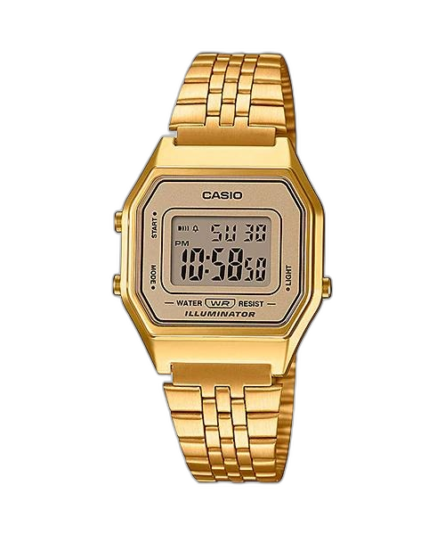LA-680 Reloj Casio para Hombre, Mujer Pulsera de Metal Digital Vintage Clásico Illuminator