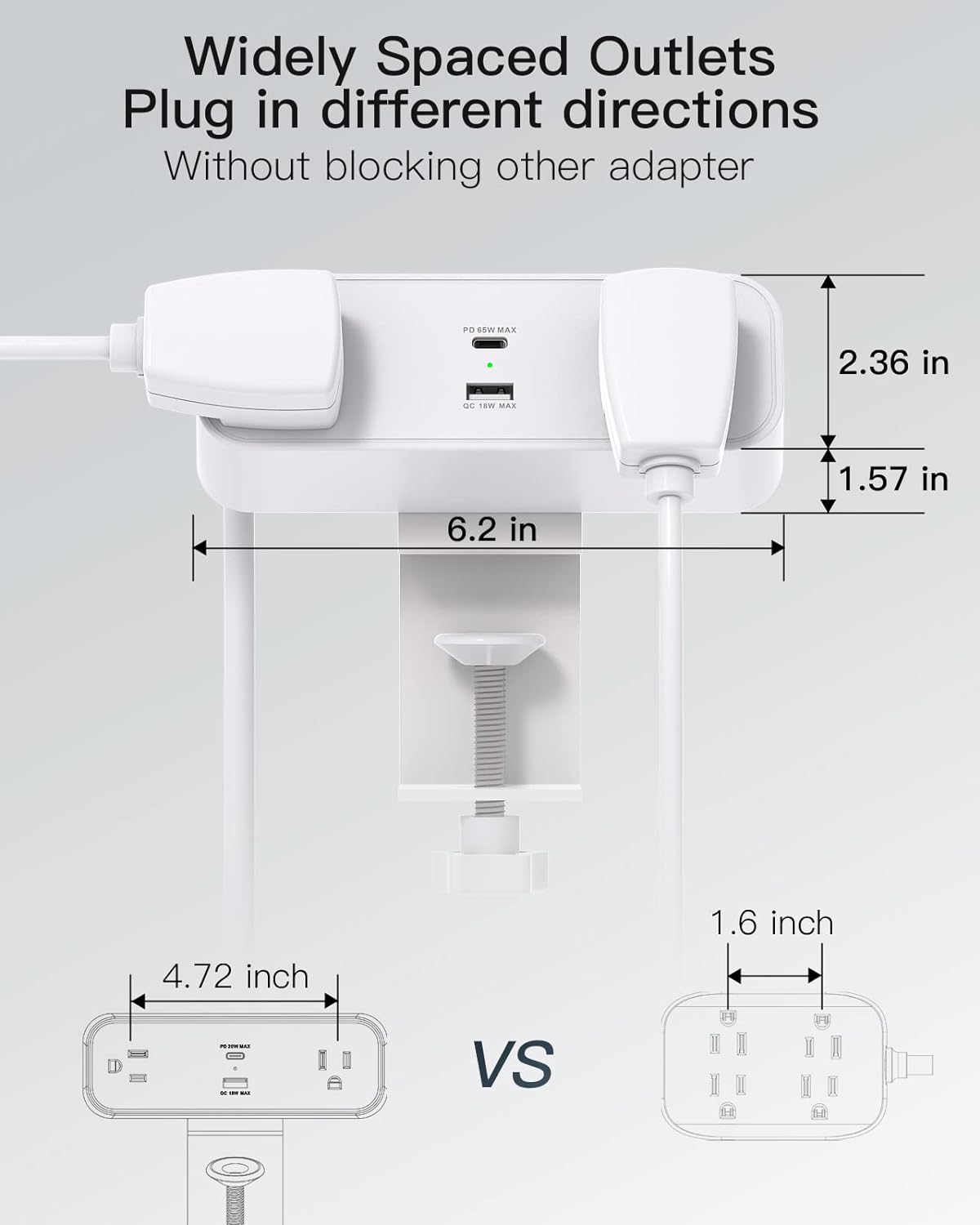 MFS2U6 Regleta de alimentación para escritorio movimiento giratorio